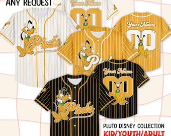 Custom Disney Pluto Dog Collection Baseball Jersey, Disney Pluto Jersey, Disneyland Baseball Team Matching Outfit, Birthday Gift