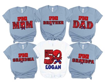 Custom Spiderman Birthday Shirt, Family Spider Web Tee