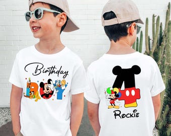 Custom Mickey Birthday Boy Shirt, Disney Birthday Party Shirt for Kids, Birthday Toddler Boy Gift, Baby Boy Birthday Outfit, Name & Age Tee