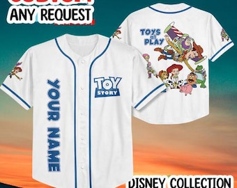Personalized Disney Toy Story Baseball Baseball Jersey, Custom Woody Buzz Lightyear Disney Toy Story Baseball Jersey,Toy Story Baseball Team