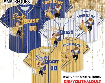 Custom Princess Belle And Beast Matching Oufit, Custom Disneyland Jersey, Beauty and the Beast Birthday, Gift for Disney Fans Baseball Team