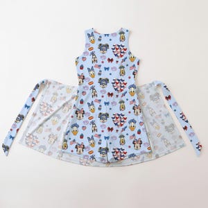 Mickey and Friends 4th Of July Tennis Dress, Mickey Mouse Balloon Outfit, Vintage Disney Park Costume,Toddler Girl Birthday Gift Summer Trip bild 7