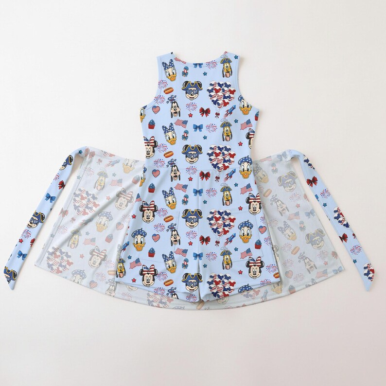 Mickey and Friends 4th Of July Tennis Dress, Mickey Mouse Balloon Outfit, Vintage Disney Park Costume,Toddler Girl Birthday Gift Summer Trip bild 7