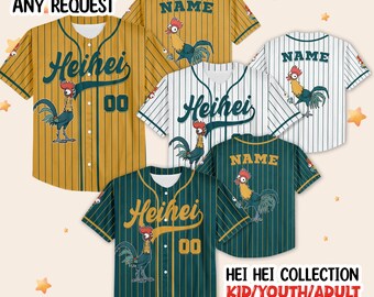 Custom Disney Heihei Moana Simple, Custom Name Disney Game Day Kid Adult Jersey, Disney Princess Matching Outfit Gift For Baseball Fan