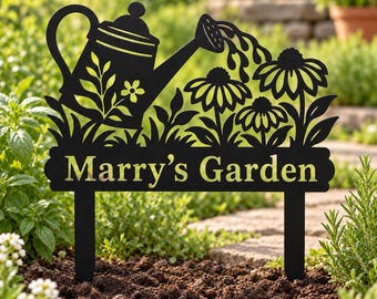 Rustic Personalized Garden Sign, Custom Name Metal Yard Stake, Farmhouse Outdoor Decor, Unique Gardening Gift for Home