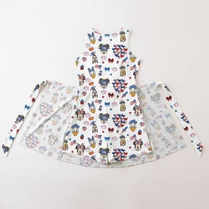 Mickey and Friends 4th Of July Tennis Dress, Mickey Mouse Balloon Outfit, Vintage Disney Park Costume,Toddler Girl Birthday Gift Summer Trip bild 5