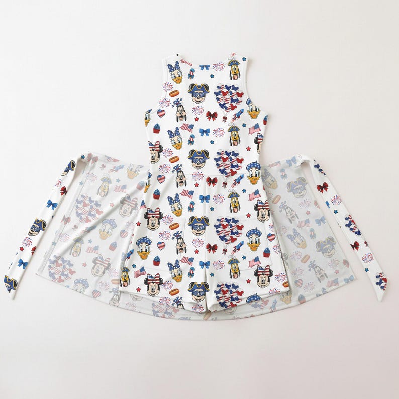 Mickey and Friends 4th Of July Tennis Dress, Mickey Mouse Balloon Outfit, Vintage Disney Park Costume,Toddler Girl Birthday Gift Summer Trip bild 5