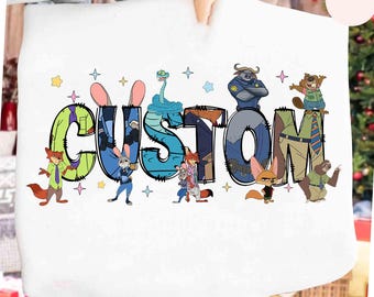 Custom Disney Zootopia Characters Shirt,Judy Hopps Nick Wilde Gary De Snake Zootropolis, Disneyland Family Trip,Disneyland Zootopia Birthday