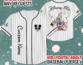 Personalize Disneyland Disney Trip With Mickey Mouse 2026 Jersey, Disney Baseball Jersey Sports, Mickey & Friends Gifts For Fans Disneyland