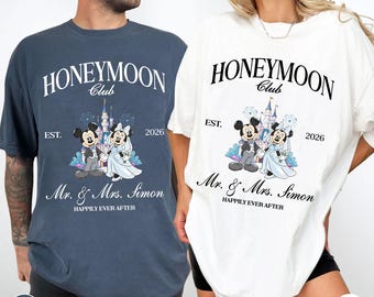 Mickey Minnie Just Married Matching Shirts, Disney Bride Shirts Comfort Colors®, Honeymoon Gifts, Bride Disney Ears Shirt, Just Married Gift
