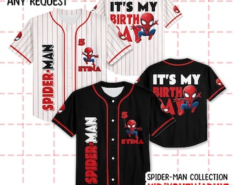 Personalize Disney Amazing Spider Man Jersey, Custom Kids Youth Adult Disney Baseball Jersey,Marvel Superhero SpiderMan Birthday Gift Family