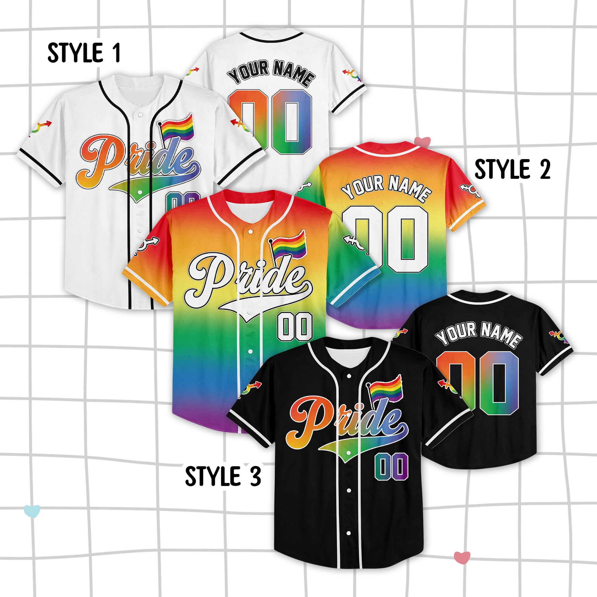 Discover Custom LGBTQ Pride Month Baseball Jersey with Teamname Name Number, Rainbow Pride Jersey for LGBT, Personalized LGBT Team Baseball Jersey