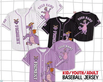 Personalized Figment Baseball Jersey, Custom Epcot Figment Collection Shirt, WDW Disney Dragon Jersey, Disneyland Gift for Disney Parks Fans