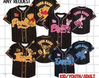 Custom Winnie The Pooh Collection Baseball Jersey, Disney Winnie Tthe Pooh Jersey Shirt, Pooh Kid Youth Adult Baseball Jersey.