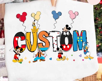 Custom Name Mickey and Friends Family Sweatshirt, Personalized Disney Shirt, Mickey Mouse Sweatshirt, Mickey Kids Toddler Birthday Tees