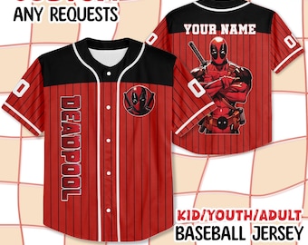 Custom Deadpool Collection Baseball Jersey, Deadpool Superhero Matching Jersey, Birthday Gift Family, Kids Youth Adult Baseball Jersey