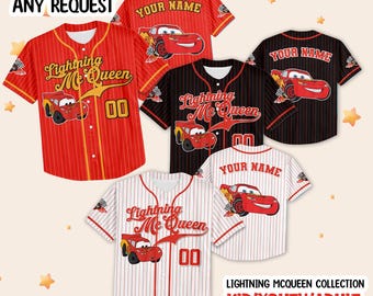 Custom Disney Cars Lightning McQueen Baseball, Custom Cars Baseball Jersey Team, Personalized Disney Baseball Team Outfit, Cars Land Tee