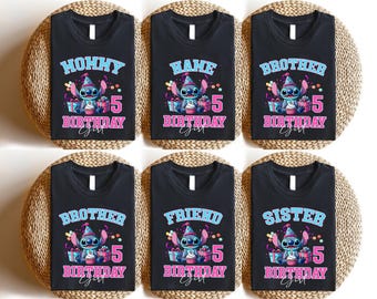 Personalized Birthday Shirt, Custom Disney Stitch Birthday Shirt, Birthday Girl Shirt, Birthday Family Shirts, Custom Stitch Gender Reveal