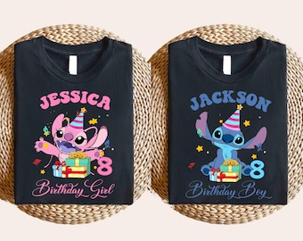 Disney Stitch Angel Birthday Shirt, Birthday Girl Boy Sweater, Disney Birthday Party Shirt, WDW Birthday Trip Tee, Birthday Era Sweatshirt