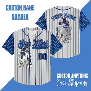 Personalized Star Wars Baseball Jersey: Custom Astromech Droid, Darth Vader, Jedi Design