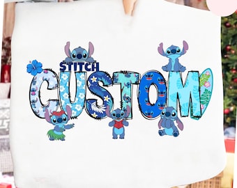 Custom Name Stitch Shirt, Personalized Disney Lilo and Stitch Matching Tee, Name Kids Boy Girl Shirt,Custom Disneyland Family Matching Shirt