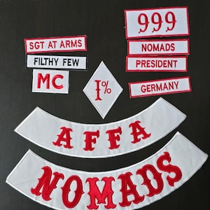 Nomads AFFA 1% MC Patches Embroidered Iron On embroidered set