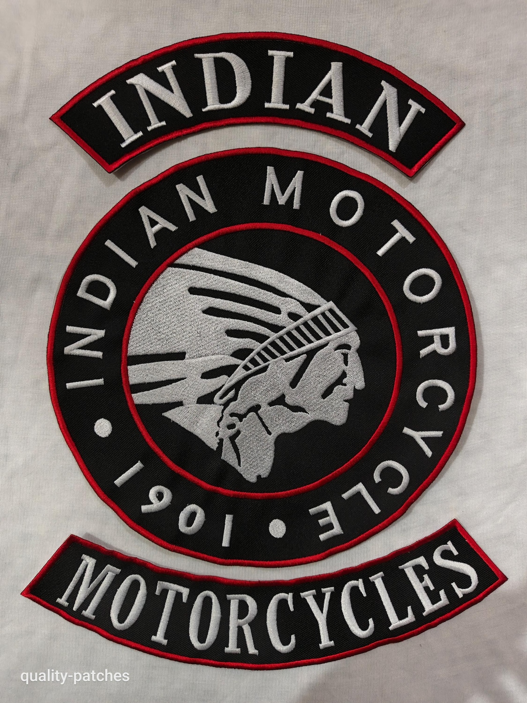 Embroidered Indian 1901 Skull Motorcycle Patch Set: Biker Jacket ...