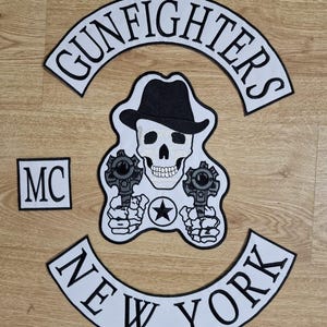 Gunfighters MC New York Patch Set for biker vests and jackets - Iron On