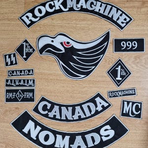Newest Rock Machine Canada Nomads Embroidery Patches For Biker Vest Rock Motorcycle