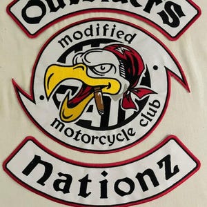 Outsiders Nationz Motorcycle Club Embroidery Patches set Iron on
