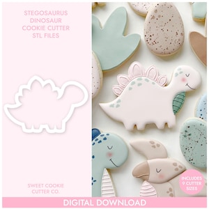 Stegosaurus Dinosaur Cookie Cutter, STL File, 3D Printable Cookie Cutter, Instant Download, Sweet Cookie Cutter Co