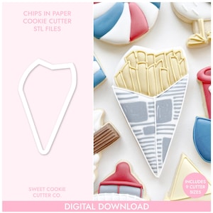 Chips in Paper Cookie Cutter, STL File, 3D Printable Cookie Cutter, Instant Download, Sweet Cookie Cutter Co