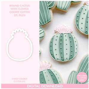 Round Cactus Cookie Cutter, STL File, 3D Printable Cookie Cutter, Instant Download, Sweet Cookie Cutter Co
