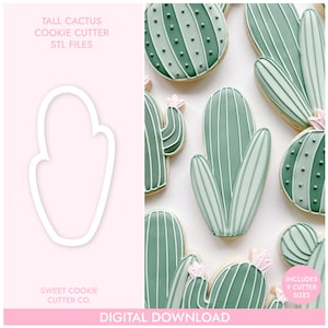 Tall Cactus Cookie Cutter, STL File, 3D Printable Cookie Cutter, Instant Download, Sweet Cookie Cutter Co