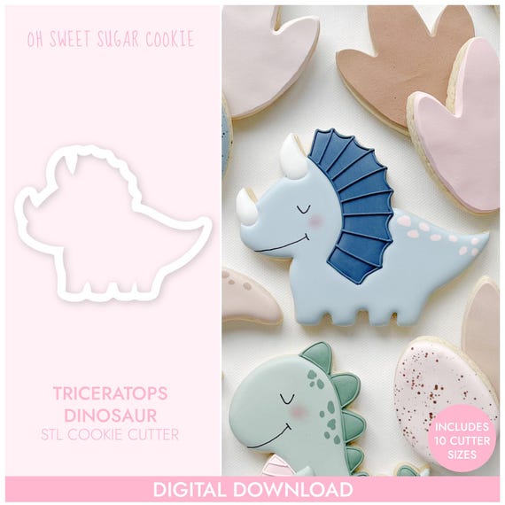 Triceratops Dinosaur STL Cookie Cutter File, 3D Printable, Instant Download
