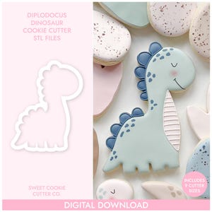 Diplodocus Dinosaur Cookie Cutter, STL File, 3D Printable Cookie Cutter, Instant Download, Sweet Cookie Cutter Co