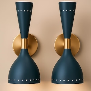 1950er Jahre Mid Century Messing Schwarz Italienische Wandleuchte Moderne Stilnovo Lampen 2er Paar