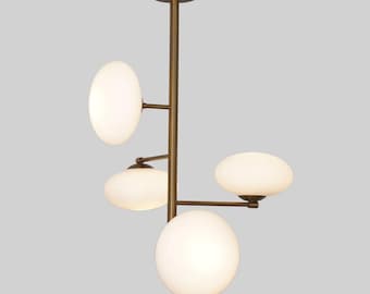 4 Globe Light Raw Brass Sputnik Handmade Chandelier Ceiling Pendant Light Fixture