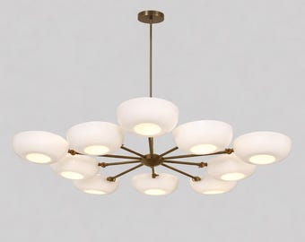 10 Arm Stilnovo Style Sputnik Ceiling Pendant Light Fixture Perforated Shade Sputnik Chandelier Handmade