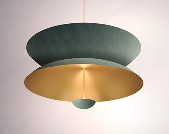 Mid-Century 3-Light Cosmic Pendant – Brass Flush Mount Chandelier, 1950s Retro Design