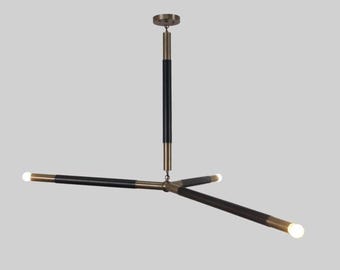 3 Arm Lights Mid Century Sputnik Hanging Pendant Ceiling chandelier Modern Antique Patina - Bedroom Light Fixture - Premium Quality