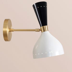 Wall Sconce Mid-Century Two Light Modern Stilnovo Style Brass Wall Lamp