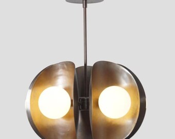 5-Arm Glass Globe Sputnik Chandelier Mid Century Ceiling Lamp Modern Antique Brass Light Fixture - Bedroom Lights