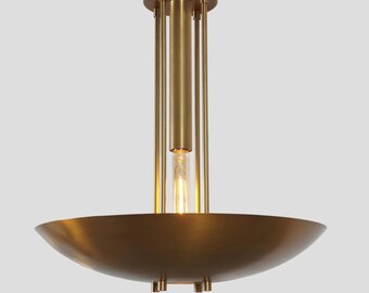 1-Light Flush Mount Pendant Light Raw Brass Finish Ceiling Fixture Semi Flush Mount Chandelier