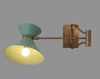 Mid Century Italian Style Single Light Articulated Raw Brass Wall Sconce Style Brass Wall Lamp -Bedroom Light Handmade Light Fixture