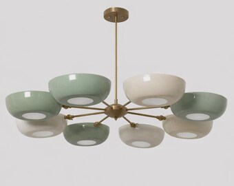 8 Arm Stilnovo Style Ceiling Pendant Light Fixture Perforated Shade Sputnik Chandelier Handmade