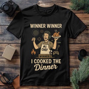 Chef T Shirt PUBG Gamer Cooking Tee Funny Unisex Casual Outfit Gift for Food Lovers Mobile Gaming Fans and Geek Friends