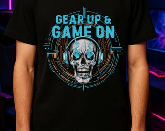 Skull Headset Gamer T-Shirt | Gear Up and Game On Graphic Tee for FPS Players