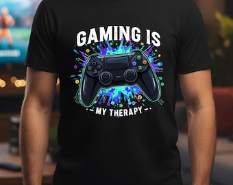Gokken is mijn therapie T-shirt | Gamer Mental Health-T-shirt | Grappig gamingshirt