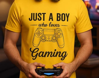 Just A Boy Who Loves Gaming T-shirt, t-shirt gamer drôle, cadeau pour garçon